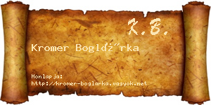 Kromer Boglárka névjegykártya